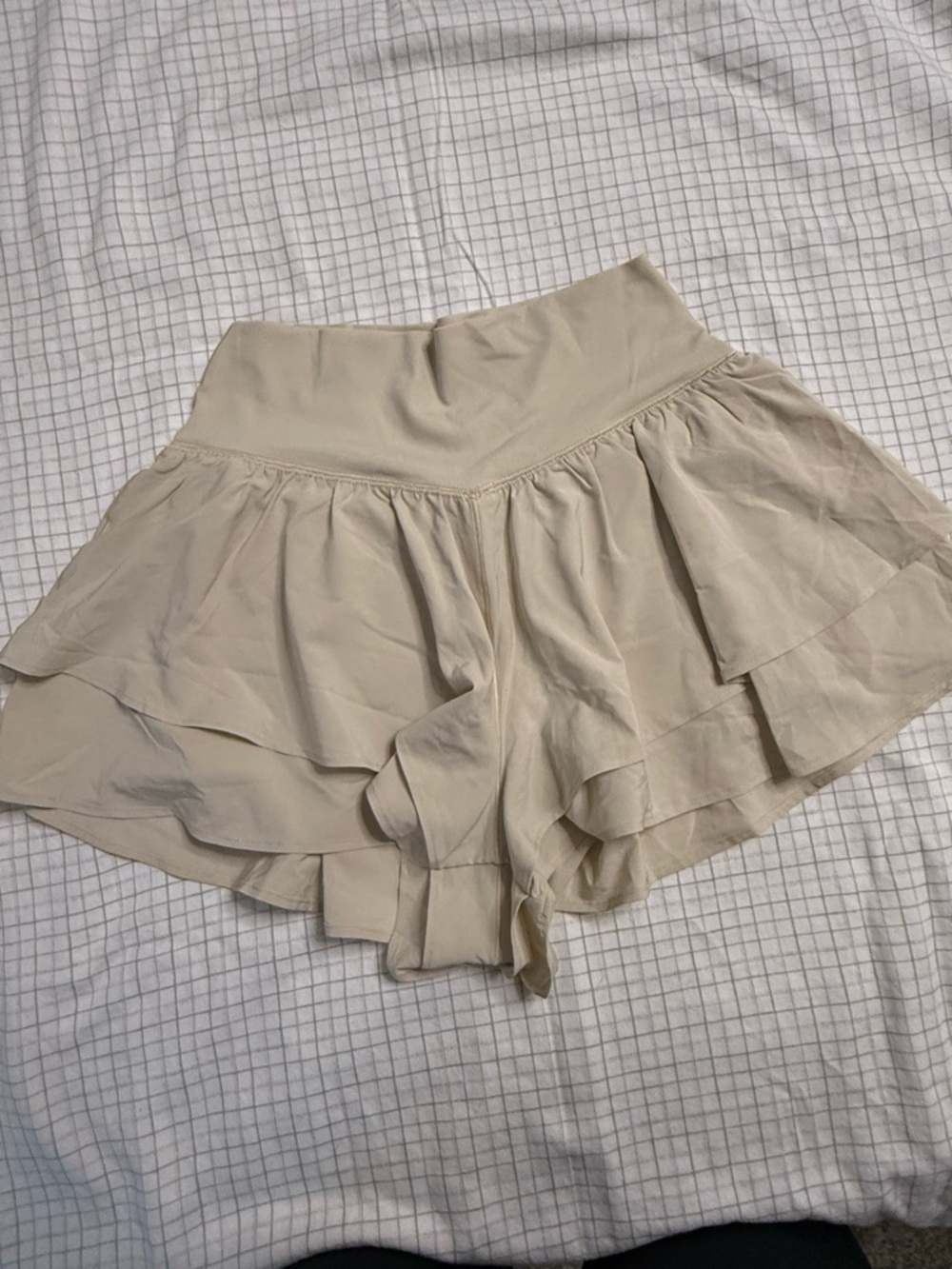 Women’s Tiered Chiffon Skort in Light Beige